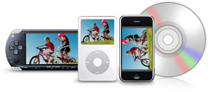 Video editing software PowerDirector lets you output to mobile devices such as iPhone, iPod, PSP, Zune and more.