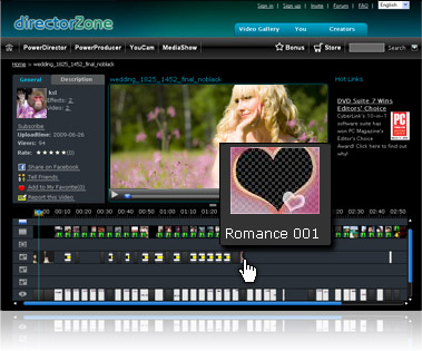 With PowerDirector 8, project timeline details can be shared in the form of a timeline view, which gives you a glimpse into the unique creative approaches of other users.